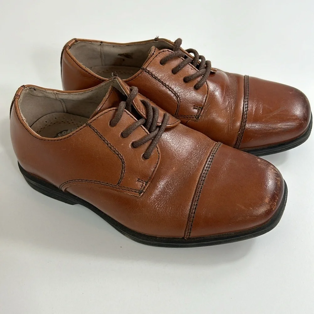 Florsheim Kids Reveal Cap Toe Ox, Jr. Toddler Cognac Leather Boys Size 10M